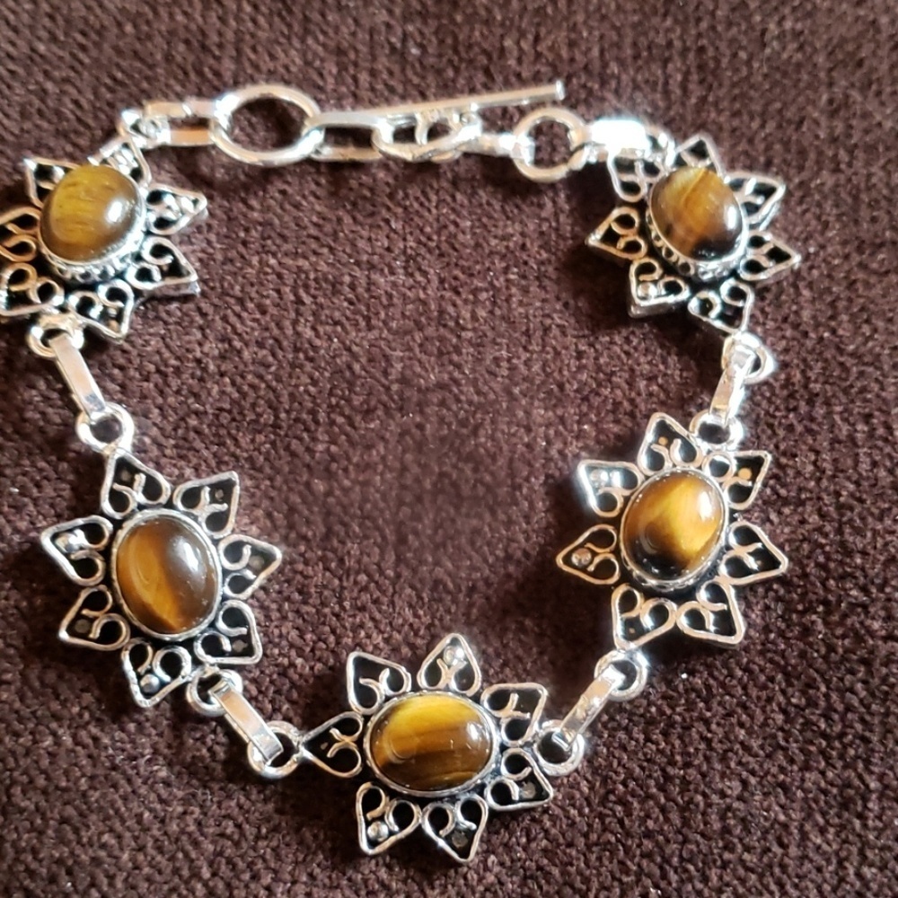 Handcrafted Tiger Eye bracelet,silver sterling